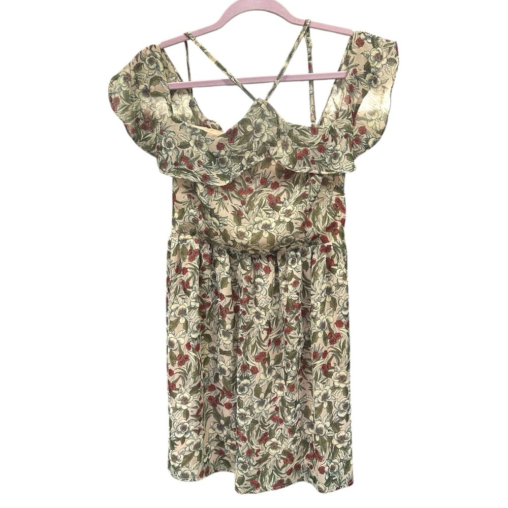 Ethereal by Paper Crane Women’s Floral Ruffle Mini Dress Sz S